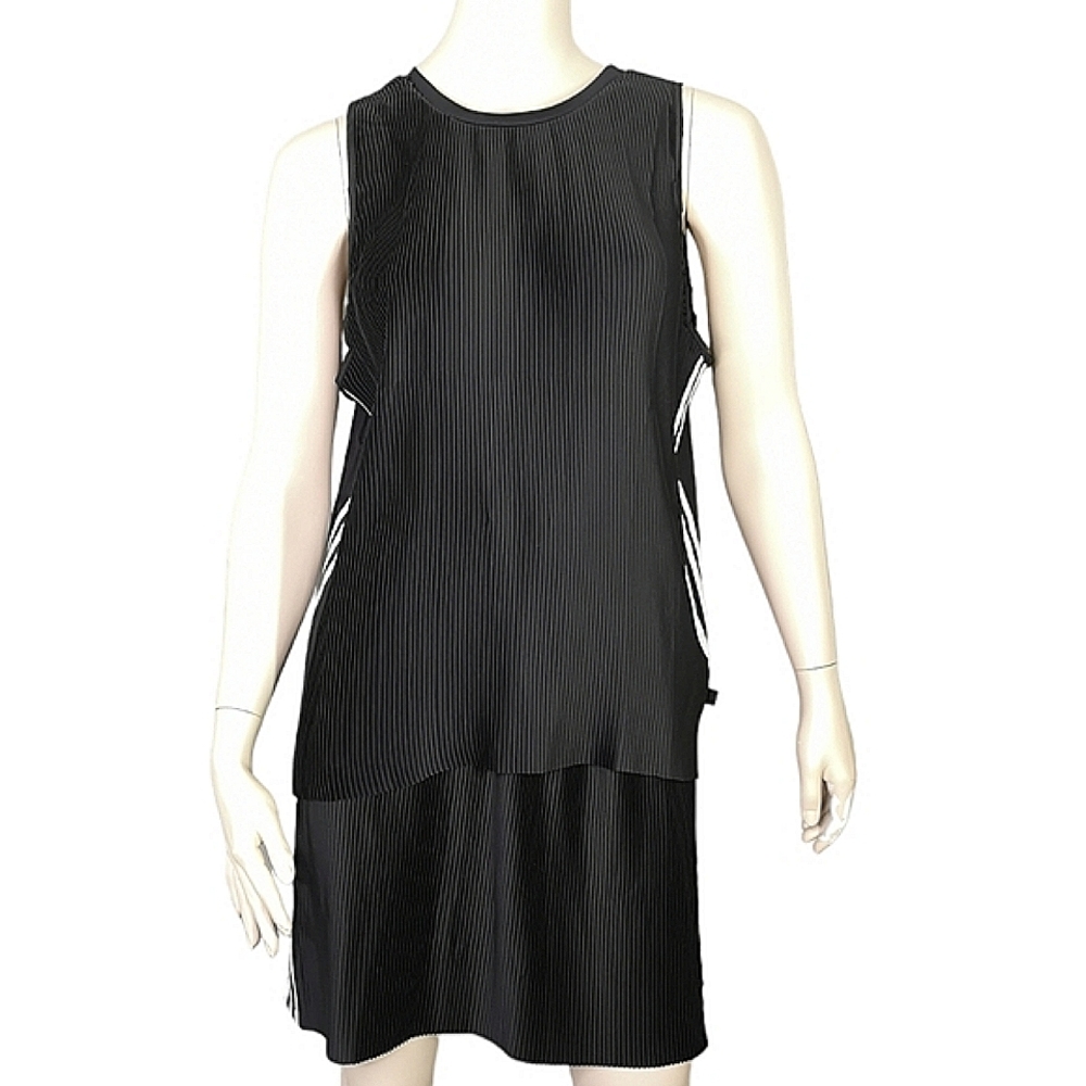 Adidas Micro Pleat Top & Skirt Set Iconic 3 Stripes Black Sporty Fun Size Small
